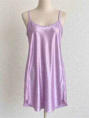 Gilligan & O’Malley Purple Satin Chemise Slip Dress L Vintage